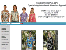 Tablet Screenshot of hawaiianshirtsplus.com